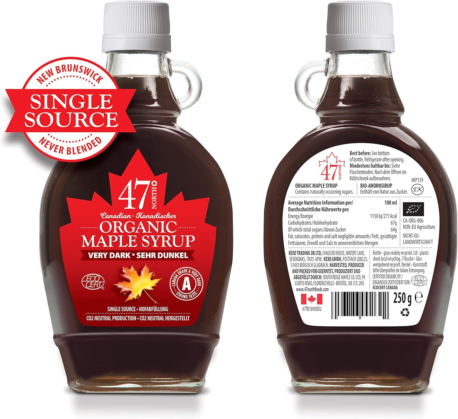 47° North Quadriga 4x Single Source Organic Grade A Maple Syrup, Golden, Amber, Dark & Very Dark 4x250g To enjoy the full range of all true maple syrup flavours!-3