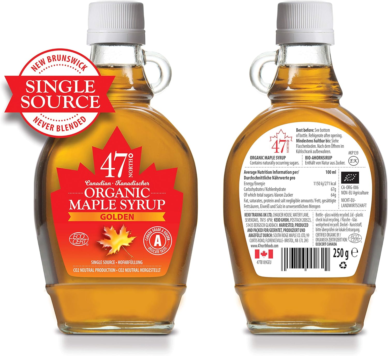 47° North Quadriga 4x Single Source Organic Grade A Maple Syrup, Golden, Amber, Dark & Very Dark 4x250g To enjoy the full range of all true maple syrup flavours!-4