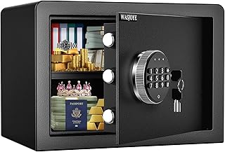 WASJOYE Safe Box, Money Safe Lock Box with Electronic Digital Keypad, Cabinet Security Safe with Keys for Home Office Hotel Business Jewelry Gun Cash Use Storage,16.9L