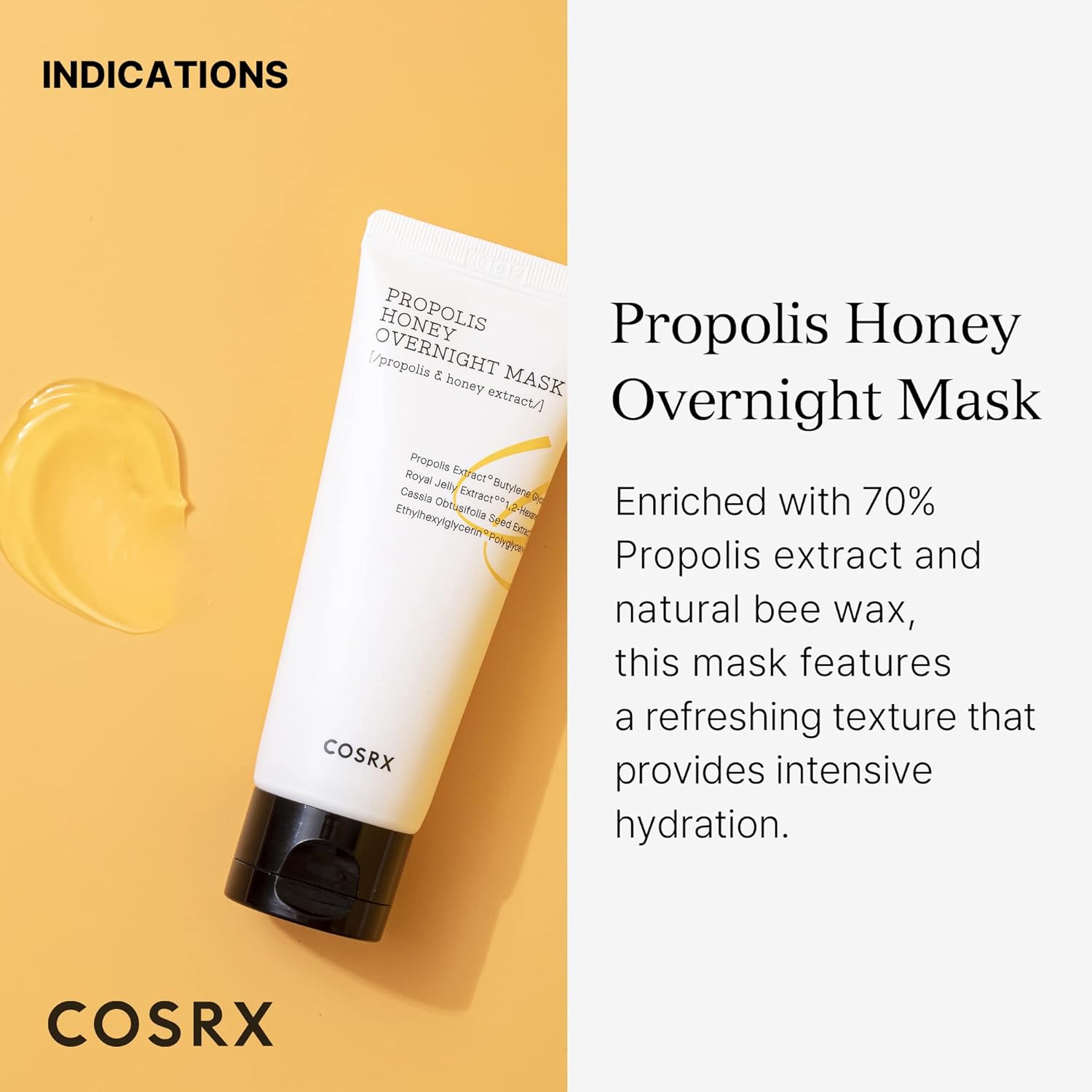 COSRX Full Fit Propolis Honey Overnight Mask | 2.03 fl.oz / 60ml | Propolis Extract 87% | Korean Skin Care, Cruelty Free, Paraben Free-1