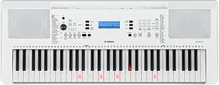 YAMAHA EZ-300 Digital Keyboard - a Portable Learning Keyboard with 61 Touch-Sensitive Illuminated Keys and USB-to-Host Connection, in a White Finish