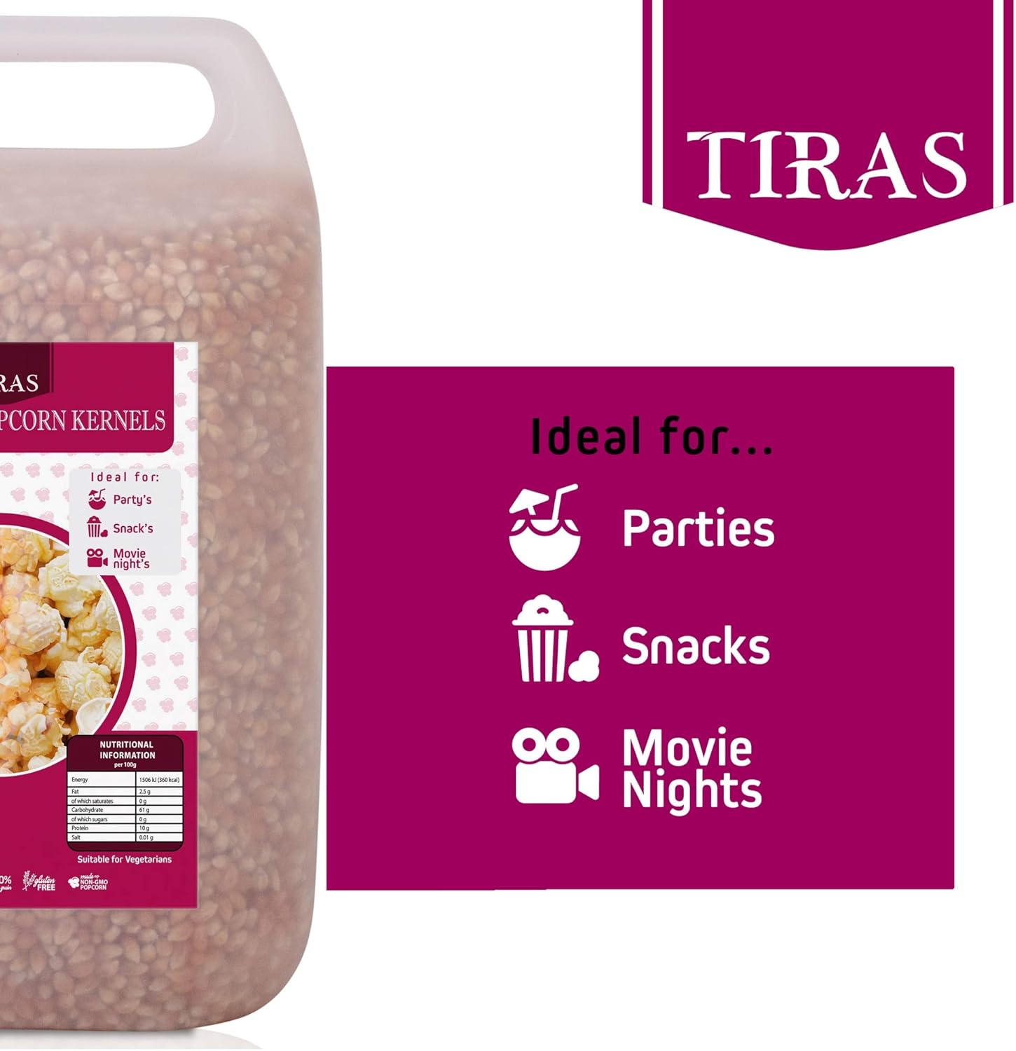 TIRAS Mushroom Popping Corn Kernels USA Popcorn Seeds - Stove-top & Air Popper Friendly - 5kg-2