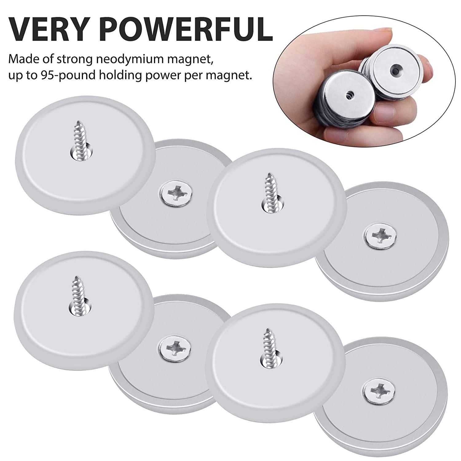 FINDMAG 4 Pcs Magnets, 32 x 5 mm 90 LB Pull Force Strong Magnet, Neodymium Magnets Strong, Round Countersunk Hole Rare Earth Magnets for Whiteboards Refrigerator Kitchen Workplace - 4 Screws Included-1