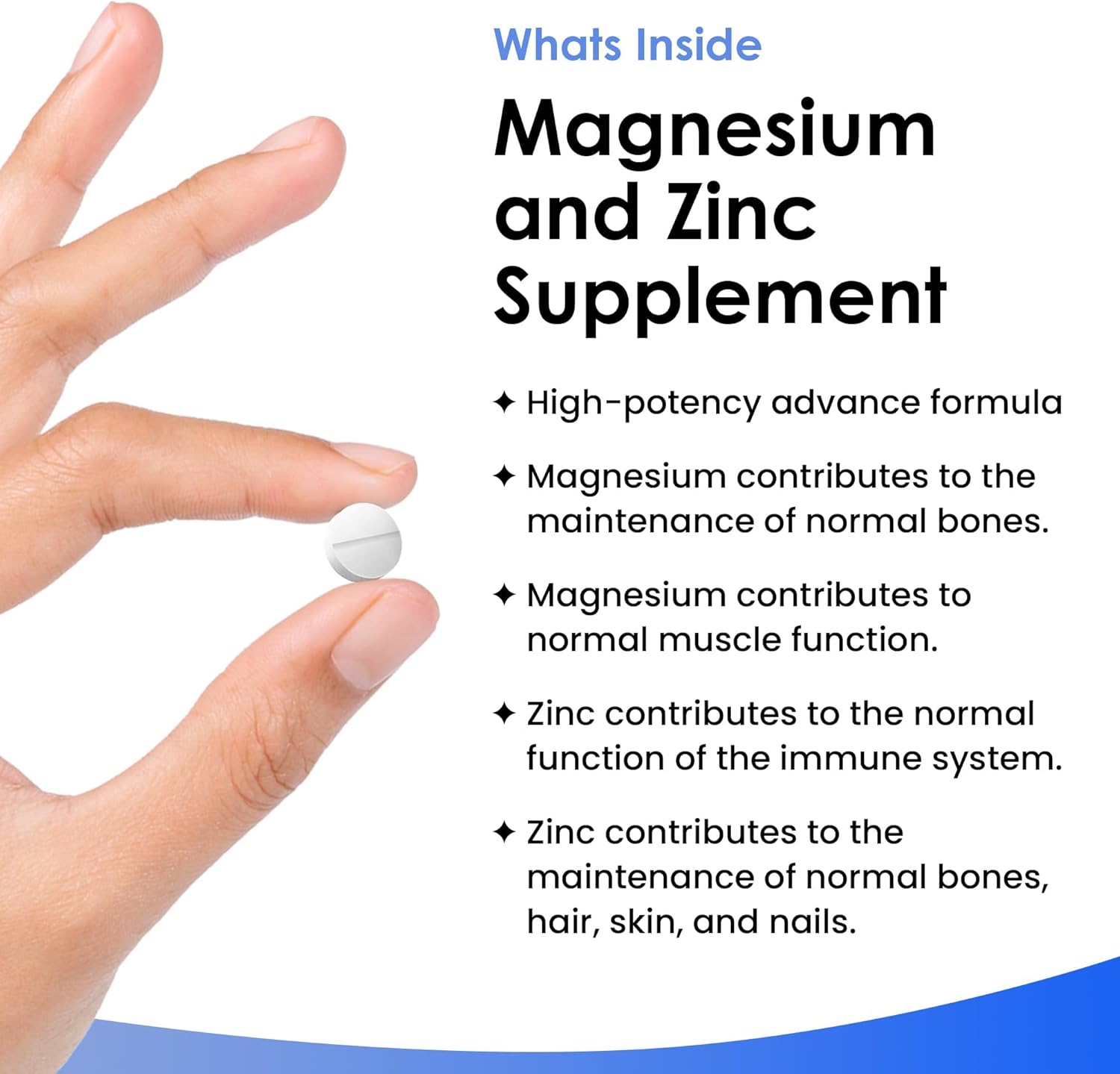 Magnesium Supplements 516mg with Zinc - 120 Magnesium Tablets Supports Muscle Bone Health, Tiredness - High Strength Contributes to Many Health Factors Easy to Swallow Sleep Supplement (not Capsules)-0