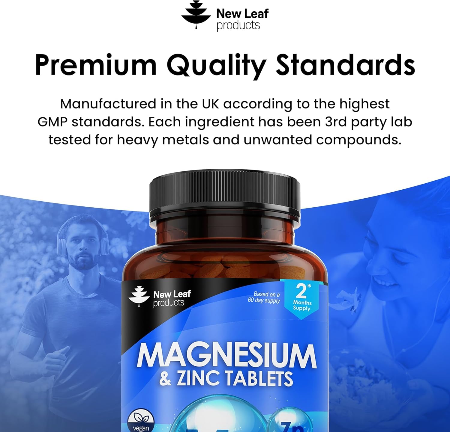 Magnesium Supplements 516mg with Zinc - 120 Magnesium Tablets Supports Muscle Bone Health, Tiredness - High Strength Contributes to Many Health Factors Easy to Swallow Sleep Supplement (not Capsules)-3