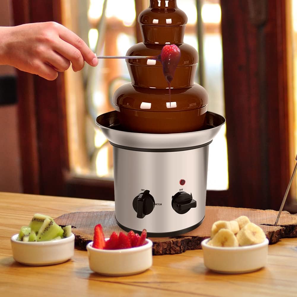 4 Tier Chocolate Fountain Machine, 170W Electric Chocolate Melting Fountain Nostalgia Machine, Large Chocolate Melting Fondue Maker, Universal 220V Chocolate Melting Machine for Party Banquet-1