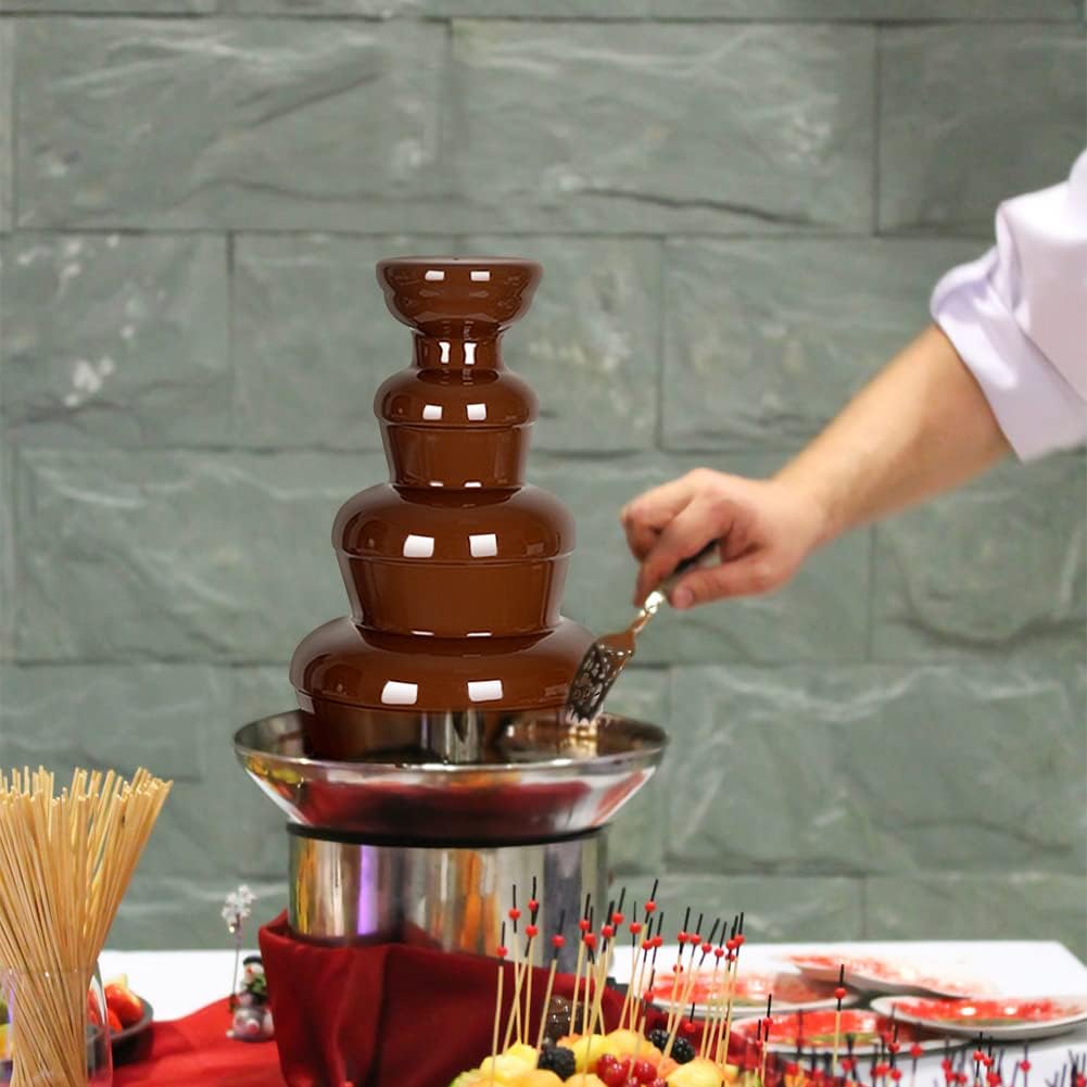 4 Tier Chocolate Fountain Machine, 170W Electric Chocolate Melting Fountain Nostalgia Machine, Large Chocolate Melting Fondue Maker, Universal 220V Chocolate Melting Machine for Party Banquet-4