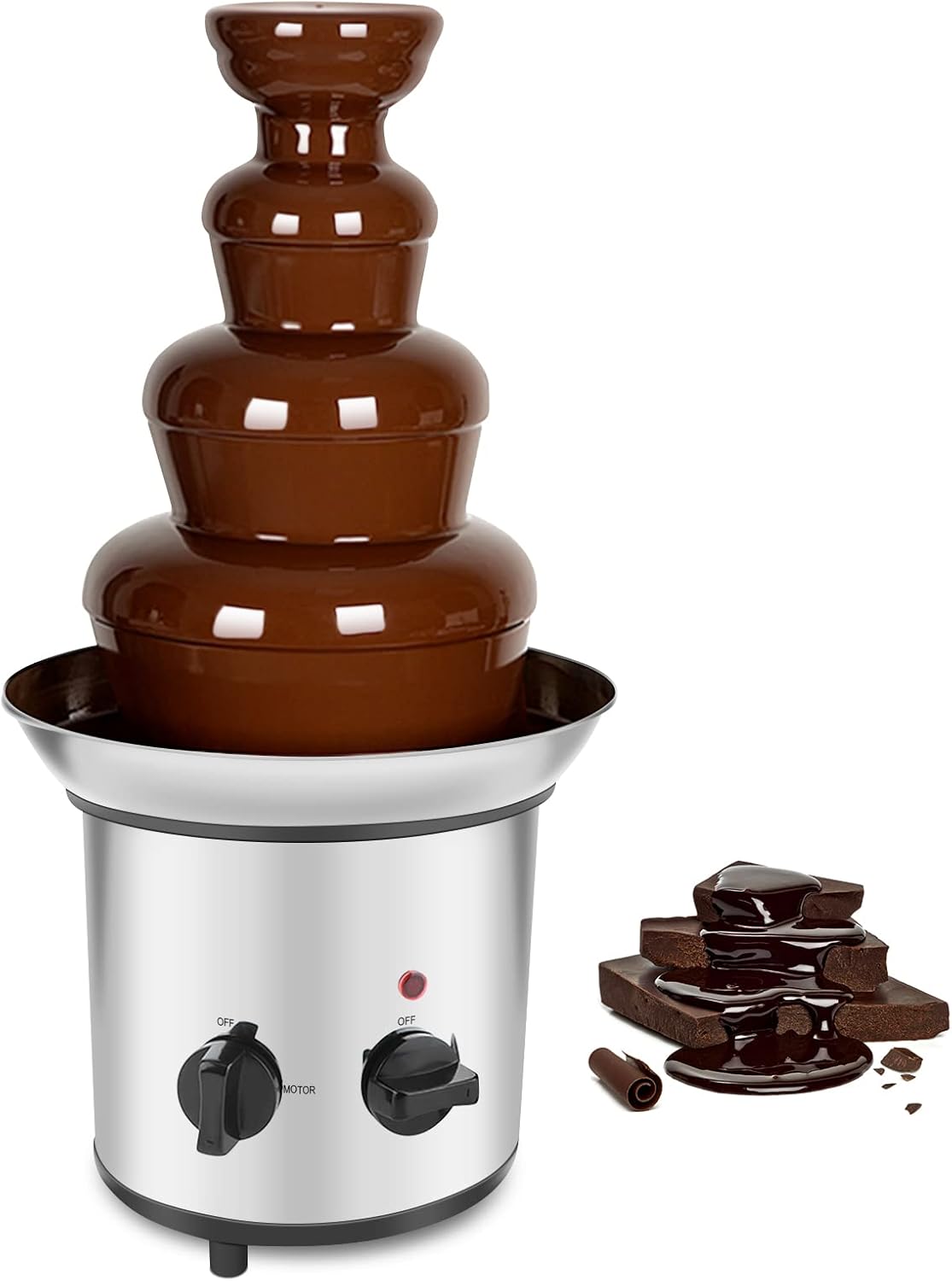 4 Tier Chocolate Fountain Machine, 170W Electric Chocolate Melting Fountain Nostalgia Machine, Large Chocolate Melting Fondue Maker, Universal 220V Chocolate Melting Machine for Party Banquet-5