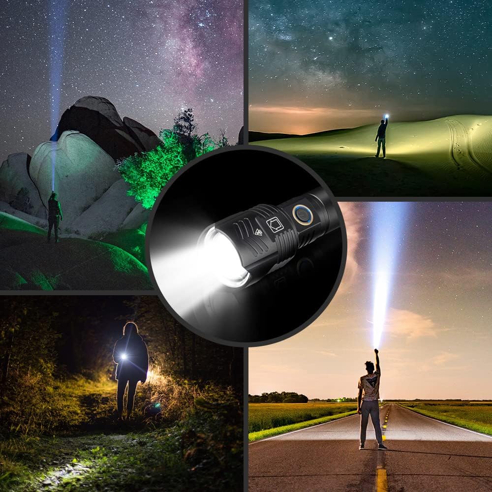 LUXJUMPER Torches LED Super Bright Rechargeable Powerful XHP100 Tactical Flashlights 90000 Lumens 5 Light Modes Zoomable Waterproof Torch for Emergency, Dog Walking, Camping, Hiking-4