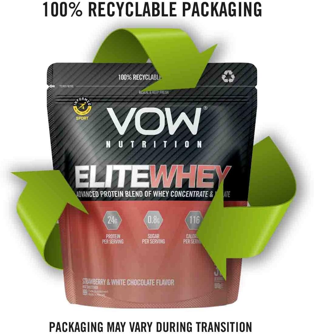 New VOW Nutrition Elite Whey Protein 900g Whey Isolate, Whey Concentrate 30 Servings, Quality Protein with Naturally Occurring BCAAs, Informed Sports Approved (Chocolate Cookie)-4