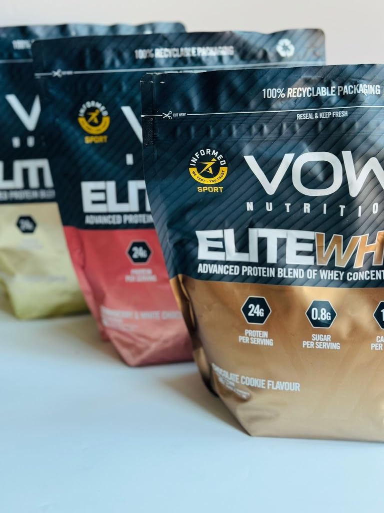 New VOW Nutrition Elite Whey Protein 900g Whey Isolate, Whey Concentrate 30 Servings, Quality Protein with Naturally Occurring BCAAs, Informed Sports Approved (Chocolate Cookie)-5