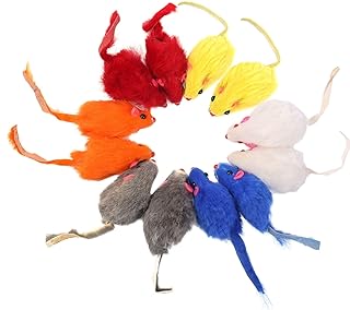 AKlamater Cat Toy Mouse, 12 Pcs Catnip Toys Mixed Fake Rainbow Mice Toys for Indoor Cats, Cat Scratch Mouse Pet Cat Toys (Random Color)