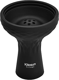 KITOSUN Shisha Bowl Premium Shisha Head 70degree Silicone Larger Hookah Bowl Fits for Lotus Heat Management Device Durable Non-Broken Easy Cleaning 3" Bowl 4" Tall (Multi-Holes)