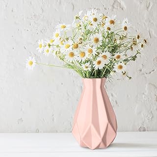 Vase, Vase Creative Plastic Vase, Living Room Ornaments Vase Hydroponic Creative Flower Arrangement, Pink Geometric Desktop Decorative Vase