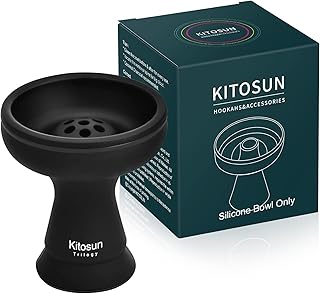 KITOSUN Shisha Bowl Premium Shisha Head 70degree Silicone Hookah Bowl Durable Non-Broken Easy Cleaning 3" Bowl 3.5" Tall Black Color (Multi-Holes)