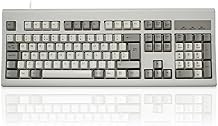 PERIXX PERIBOARD-106M, Wired Performance Full-Size USB Keyboard, Curved Ergonomic Keys, Classic Retro Gray/White Color, UK QWERTY