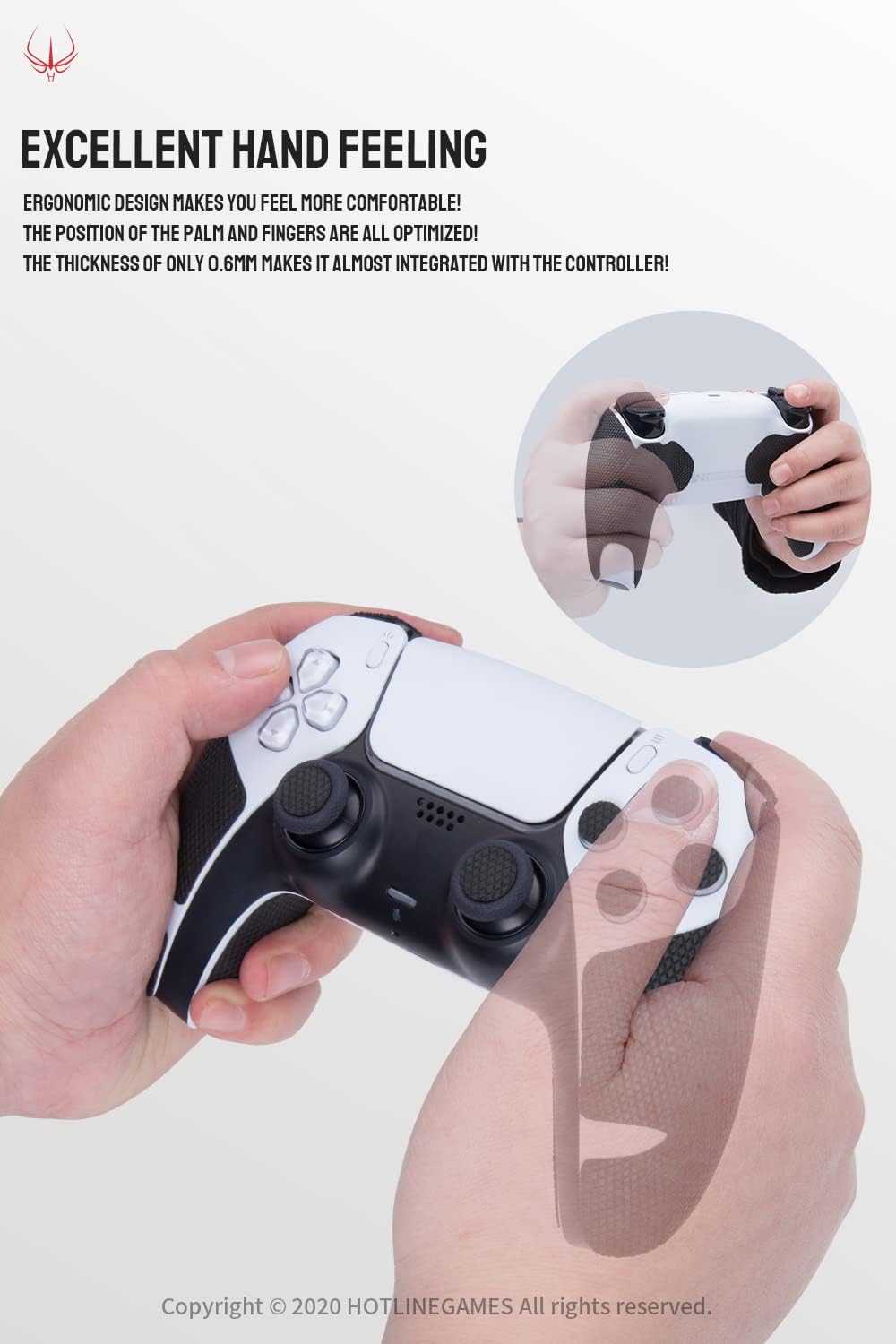 Hotline Games 2.0 Plus Controller Grip for PS5 Controller Grips Tape Playstation 5 DualSense Wireless Controllers,Anti-Slip,Sweat-Absorbent,Easy to Apply,Handle Grips+Buttons+Triggers (Black)-3