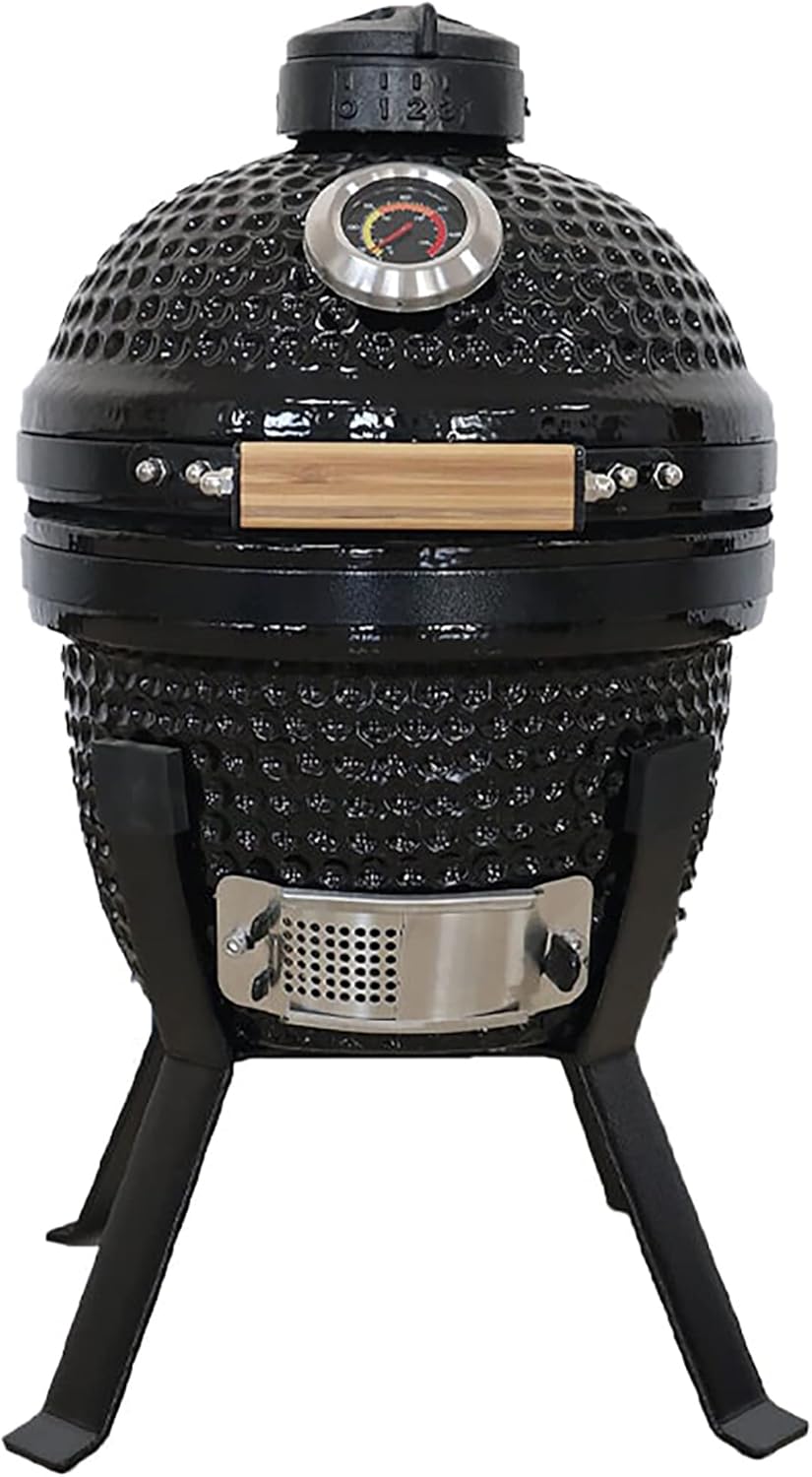 KAMADO BONO Ceramic BBQ Grill, 13" Picnic I Mini Kamado BBQ Charcoal Grill, Egg BBQ, Kamado Barbecue Grill I Portable Oven and Smoker with Stand-0