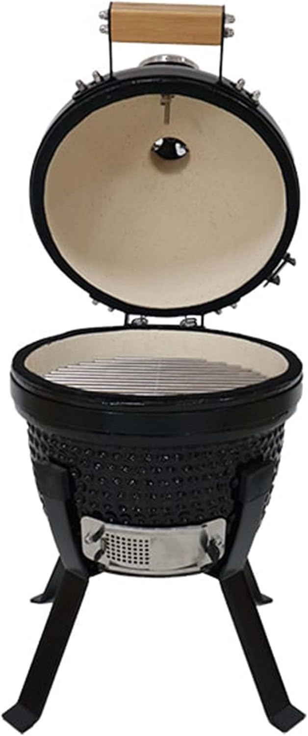 KAMADO BONO Ceramic BBQ Grill, 13" Picnic I Mini Kamado BBQ Charcoal Grill, Egg BBQ, Kamado Barbecue Grill I Portable Oven and Smoker with Stand-1