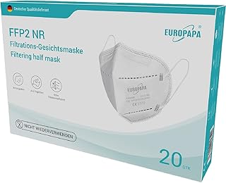 EUROPAPA 20x FFP2 Colorful Masks Respirator Mask 5-Layer Dust Masks Hygienically Individually Packed Body Certified EN149:2001+A1:2009 Mouth Mask EU2016/425