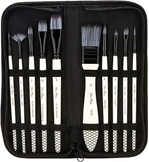 nuoshen Acrylic Paint Brush Set,10 Brushes in Wallet, Ideal Paint Brush Set Perfect for Beginners, Professionals and Artists