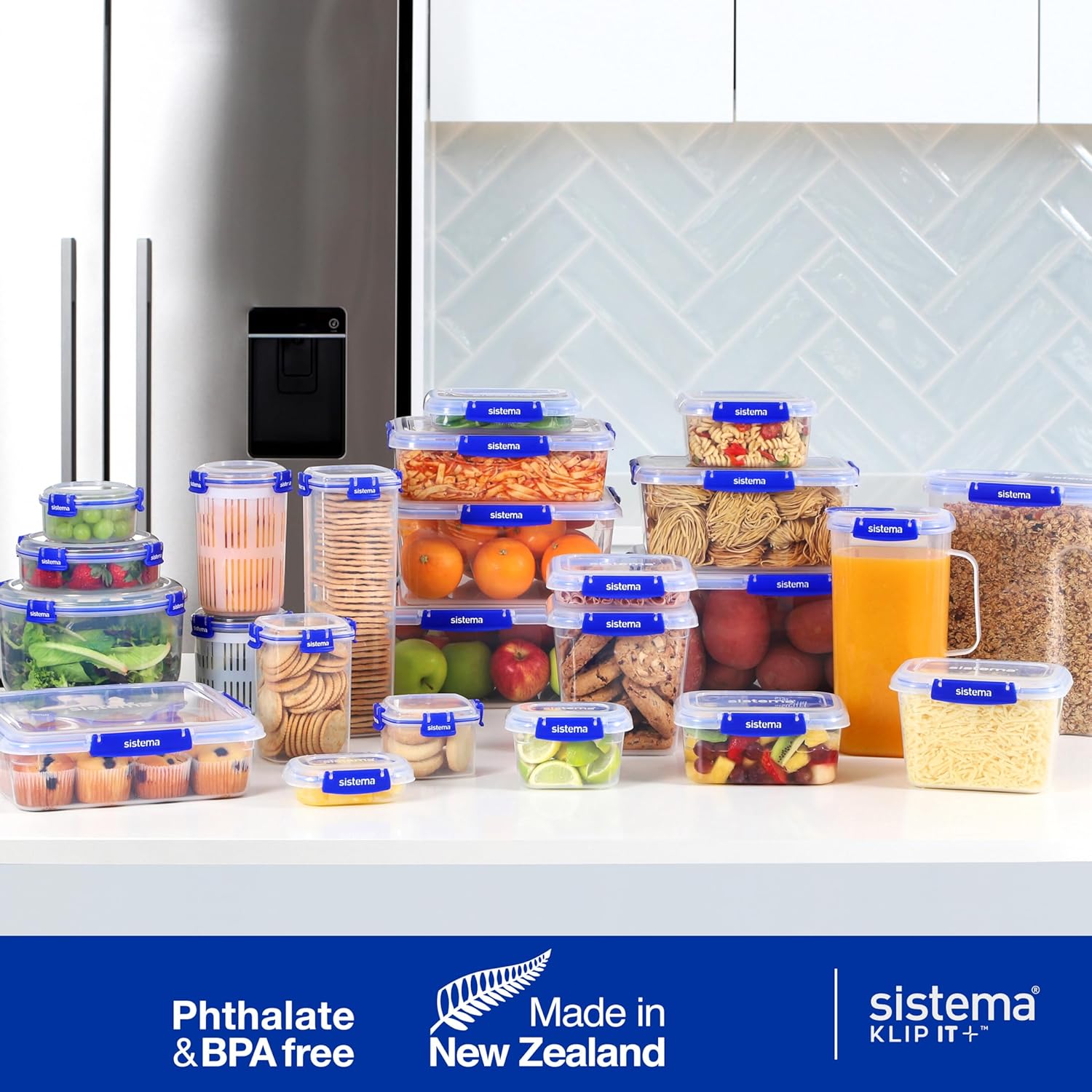 Sistema KLIP IT PLUS Leakproof Food Storage Containers | 1 L | Airtight, Stackable & Nestable Meal Prep Containers with Lids | School Lunch Boxes | BPA-Free | 3 Count-5