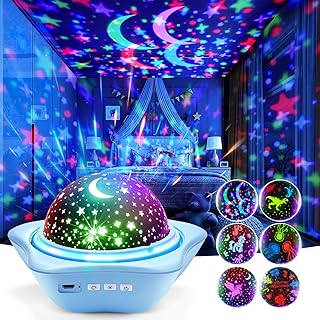 One Fire Night Light Kids,96 Lighting Modes Star Projector Lights for Bedroom, 360°Rotating+6 Films Baby Night Light Projector,Rechargeable Sensory Lights for Room Decor,Star Projector Kids Baby Gifts