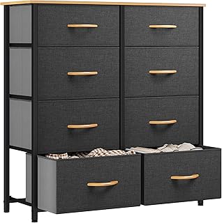 YITAHOME Chest of Drawers, Fabric 8-Drawer Storage Organizer Unit for Bedroom Living Room Closet, Sturdy Steel Frame, Easy Pull Fabric Bins & Wooden Top, Fabric Dresser