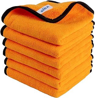 MR.SIGA Professional Premium Microfiber Towels for Household Cleaning and Car Washing, Dual-Sided Auto Detailing Towels, Gold, 15.7 x 23.6 inch, 6 Pack