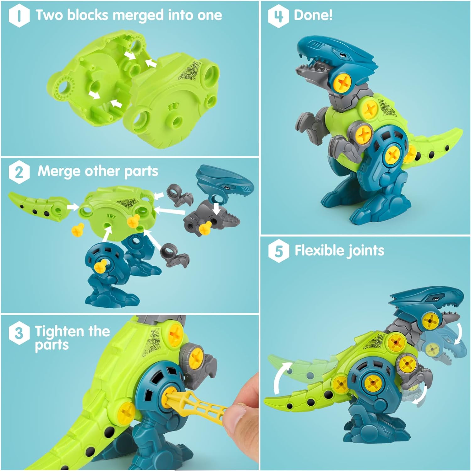 Dreamon Take Apart Dinosaur Toys for Kids with Storage Box Electric Drill DIY Construction Build Set Educational STEM for Boys Girls-2