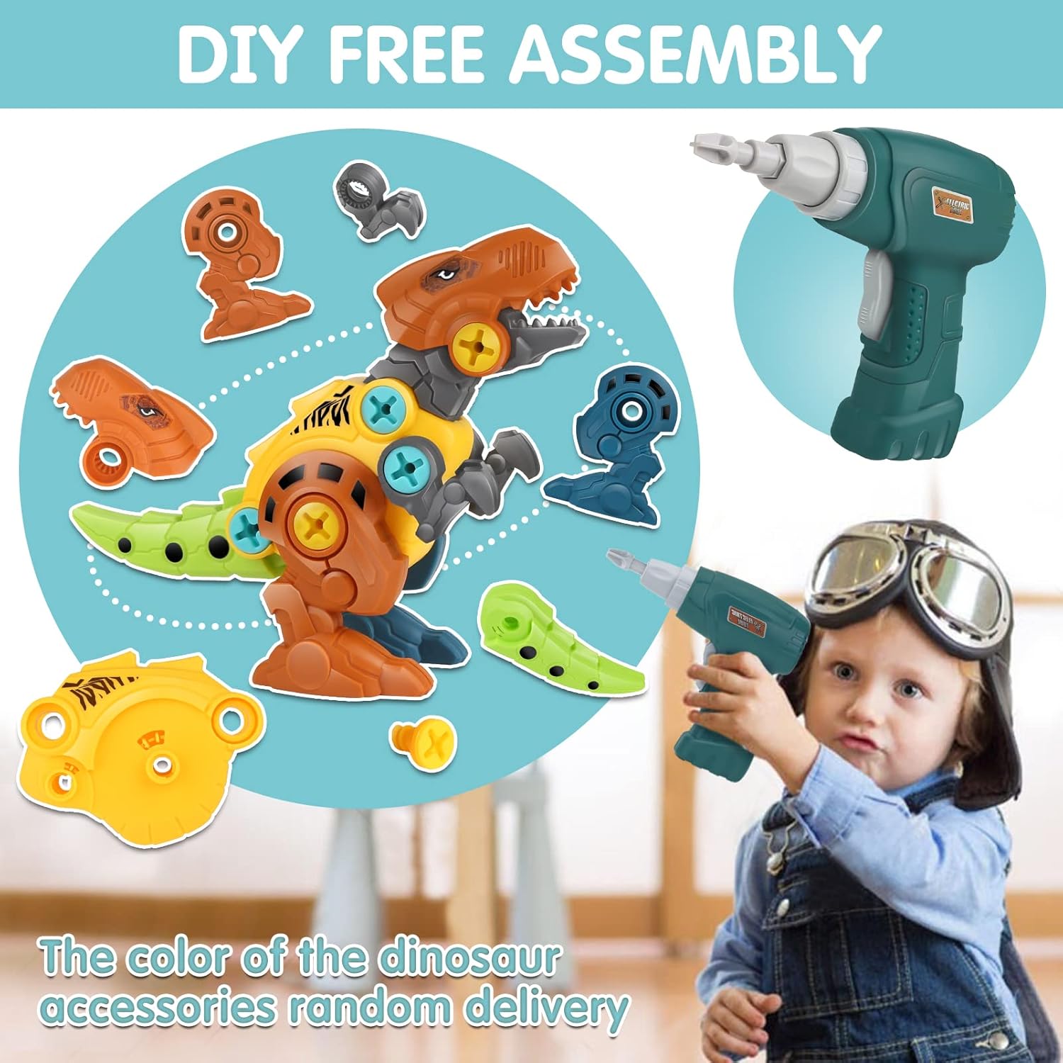 Dreamon Take Apart Dinosaur Toys for Kids with Storage Box Electric Drill DIY Construction Build Set Educational STEM for Boys Girls-3