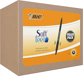 Bic Soft Feel Ballpoint Pens, Medium Point (1.0mm), Every-Day Writing Pens With Black Barrel, Black, Box Of 36 [Amazon Exclusive]