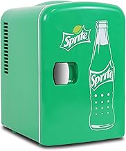 Coca Cola Sprite Mini Fridge For Bedrooms 4L Small Fridge 6 Can Table Top Fridge Quiet Mini Fridges For Skincare Food Drinks Kids Home Car & Travel 12v Portable Cooler Warmer Refrigerator, Green