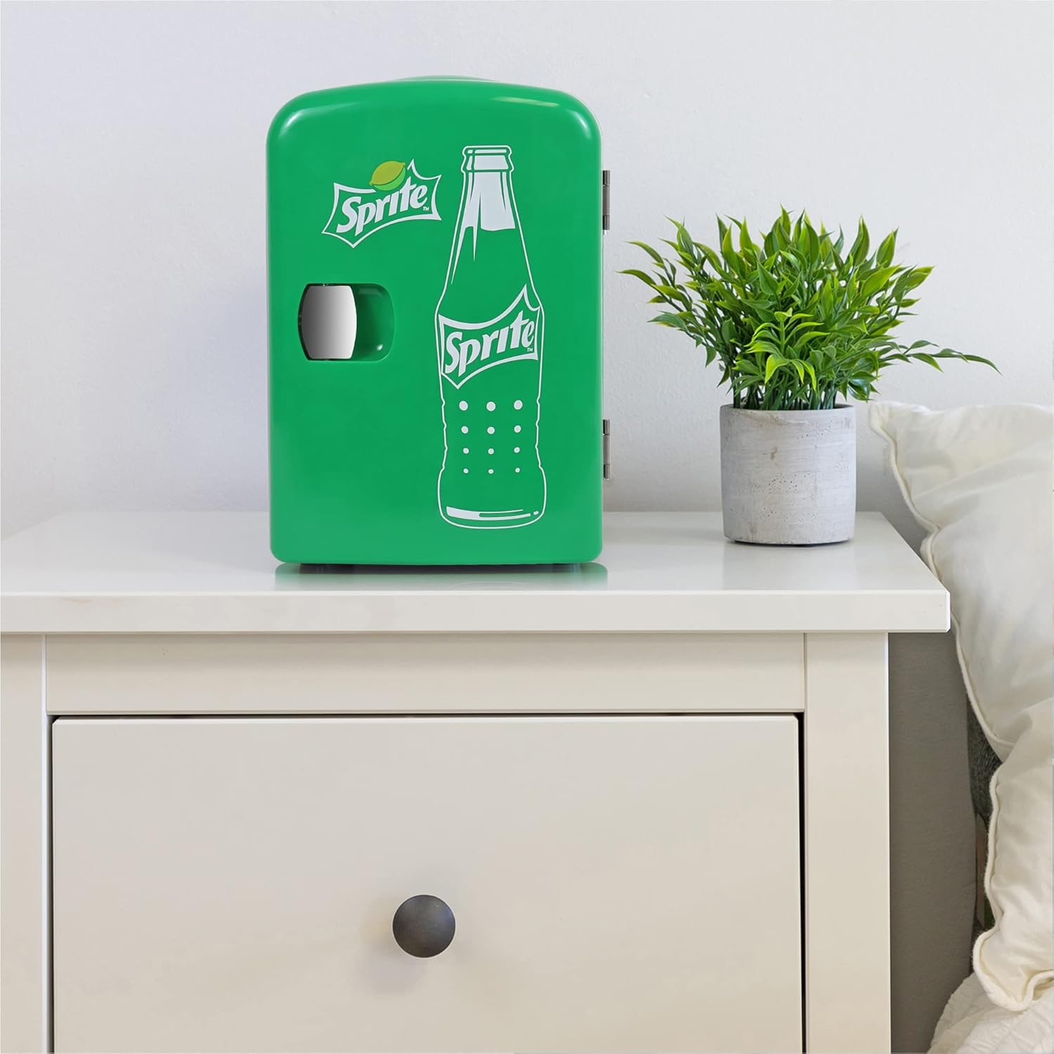 Coca Cola Sprite Mini Fridge For Bedrooms 4L Small Fridge 6 Can Table Top Fridge Quiet Mini Fridges For Skincare Food Drinks Kids Home Car & Travel 12v Portable Cooler Warmer Refrigerator, Green-1