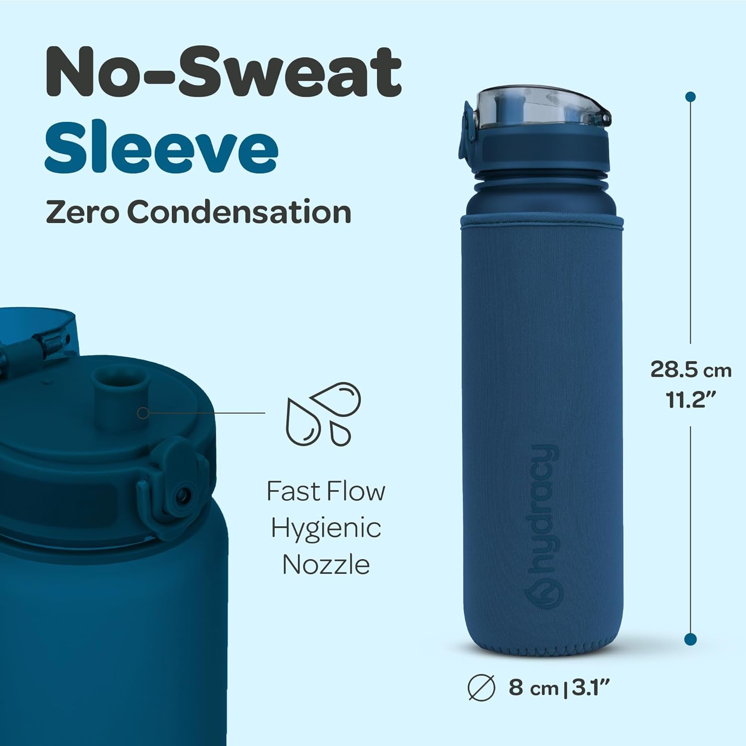 Hydracy Water Bottle with Time Marker -Large 1 Litre BPA Free Water Bottle & No Sweat Sleeve -Leak Proof Gym Bottle with Fruit Infuser Strainer & Times to Drink -Ideal for Fitness Sport & Outdoor-4