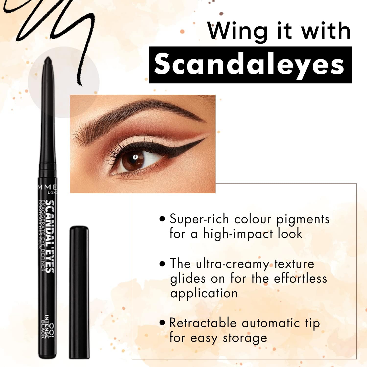 Rimmel London Scandaleyes Exaggerate Eye Definer, 001 Intense Black, 0.35g-2