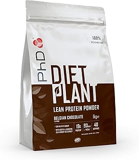 PhD Nutrition Diet Plant, Vegan Protein Powder Plant Based, High Protein Lean Matrix, Belgian Chocolate, 18g of Plant Protein, 40 Servings Per 1 kg Bag