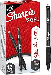 Sharpie S-Gel | Gel Pens | Medium Point (0.7mm) | Black Ink | 12 Count