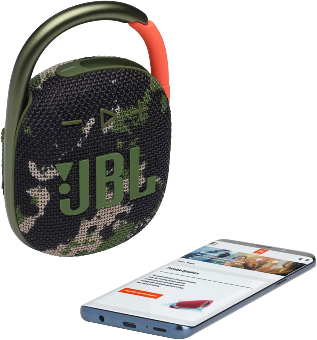 JBL Clip 4 - Portable Mini Bluetooth Speaker, Big Audio and Punchy bass, Integrated Carabiner, IP67 Waterproof and dustproof, 10 Hours of Playtime, Speaker for Home, Outdoor and Travel - (Squad)-2