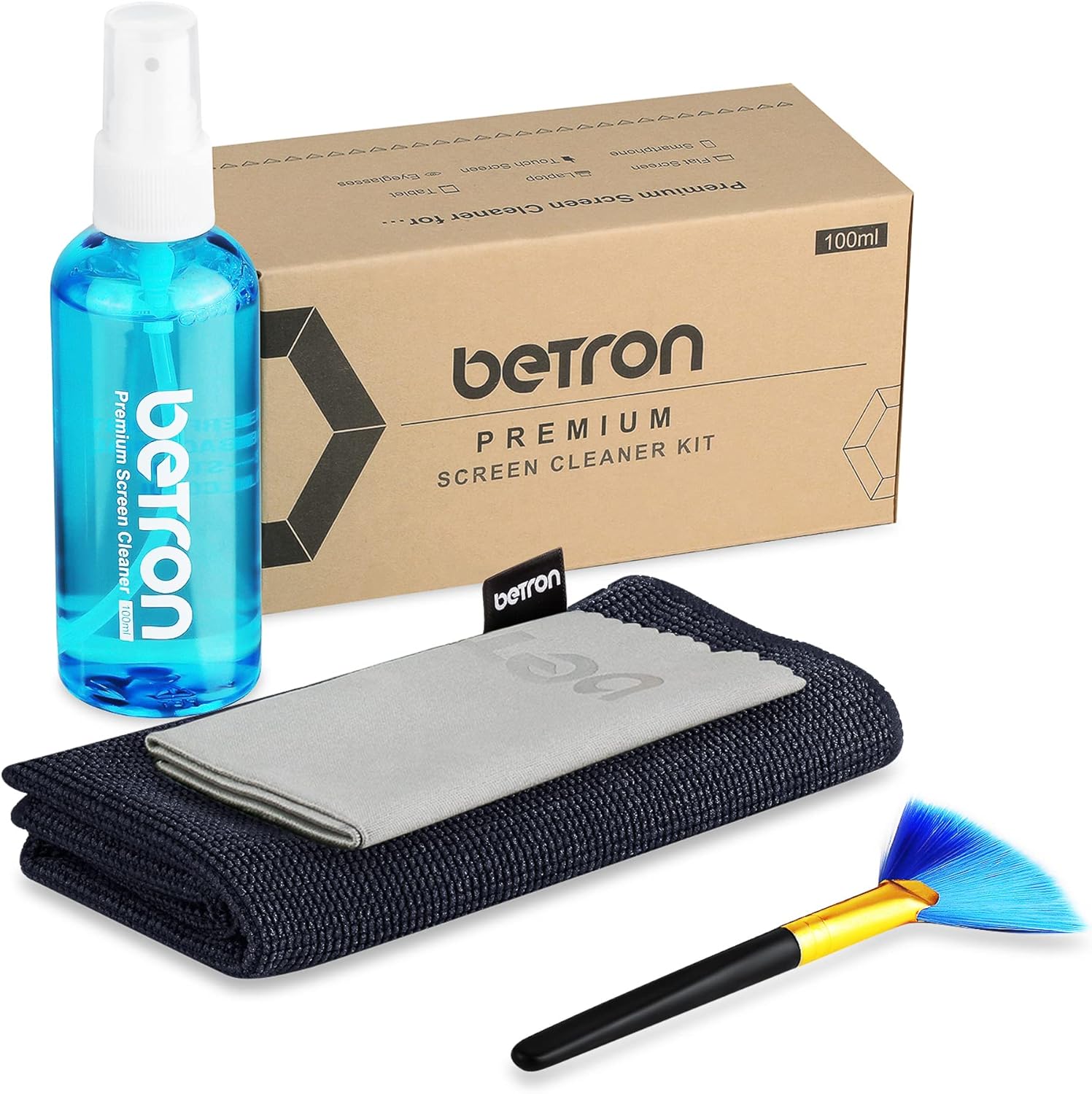 Betron Screen Cleaner Spray for TV, Laptop, Macbook, Computer, Monitor, Mobile Phone Cleaning Kit including Brush and Microfibre Cleaning Cloth, 100ml-7