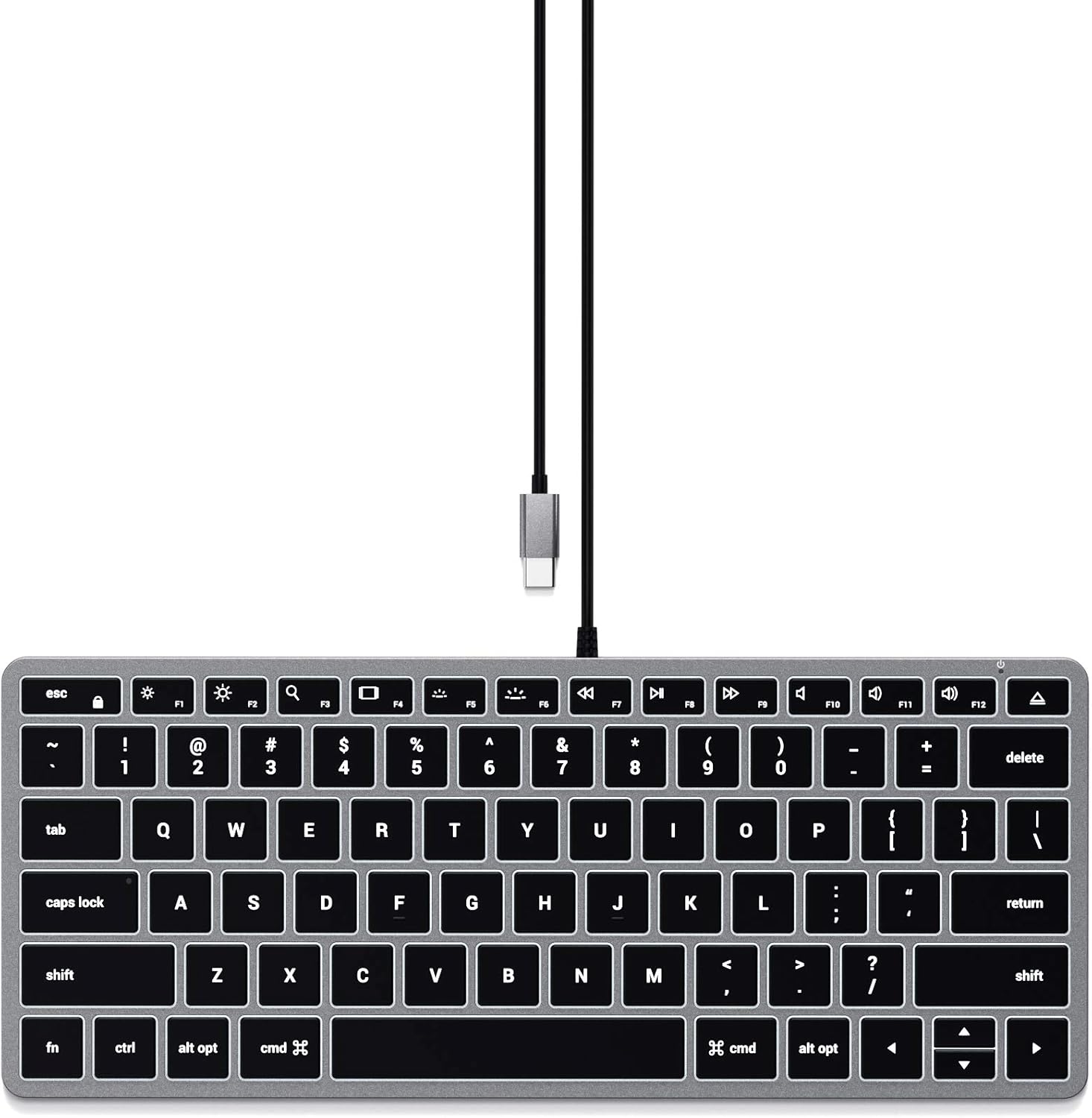 Satechi Slim W1 Wired Backlit Keyboard – Illuminated Keys & USB-C Connection – For M2/ M1 MacBook Pro/Air, M2/ M1 iPad Pro/Air, M2 Mac Mini, iMac M1 (US English Layout)-0