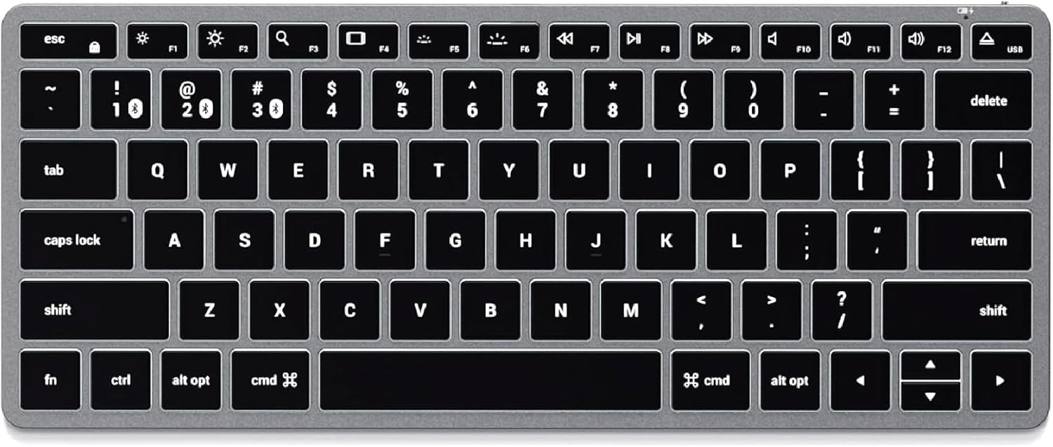 Satechi Slim X1 Bluetooth Backlit Keyboard – Illuminated Keys & Multi-Device Sync – For M2/ M1 MacBook Pro/Air, M2/ M1 iPad Pro/Air, M2 Mac Mini, iMac M1 (US English Layout)-0