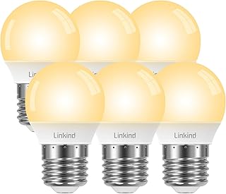 Linkind 4.9W G45 Golf Ball LED Lights E27 Edison Screw Mini Globe Bulb, 40W Equivalent, 470 Lumen, Soft White 2700K, AC 220-240V, Non-Dimmable, 6 Pack