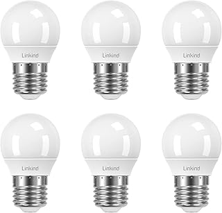 Linkind Dimmable Golf Ball LED Light Bulb E27 Edison Screw, 4.2W G45 Dimmable E27 LED Mini Globe Bulbs, AC220-240V, 40W Equivalent, Soft White 2700K, 470lm, 6 Pack