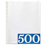 A4 Plastic Value 500 Punched Punch Pockets 10-15 Sheets 30 Micron for Folders Filing Wallets Sleeves