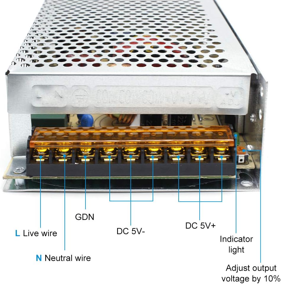 inShareplus 5V 40A 200W, DC Universal Regulated Switching Power Supply, Converter, LED Driver, Transformer, Adapter for LED Strips Pixel Lights, 3D Printer, Computer Project, CCTV-2