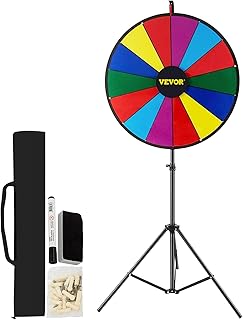 VEVOR 18” Prize Wheel Tripod Floor Stand Color Prize Wheel Fortune Spinner 14 Slots Dry Ease Tradeshow Fortune Spinning Game Black