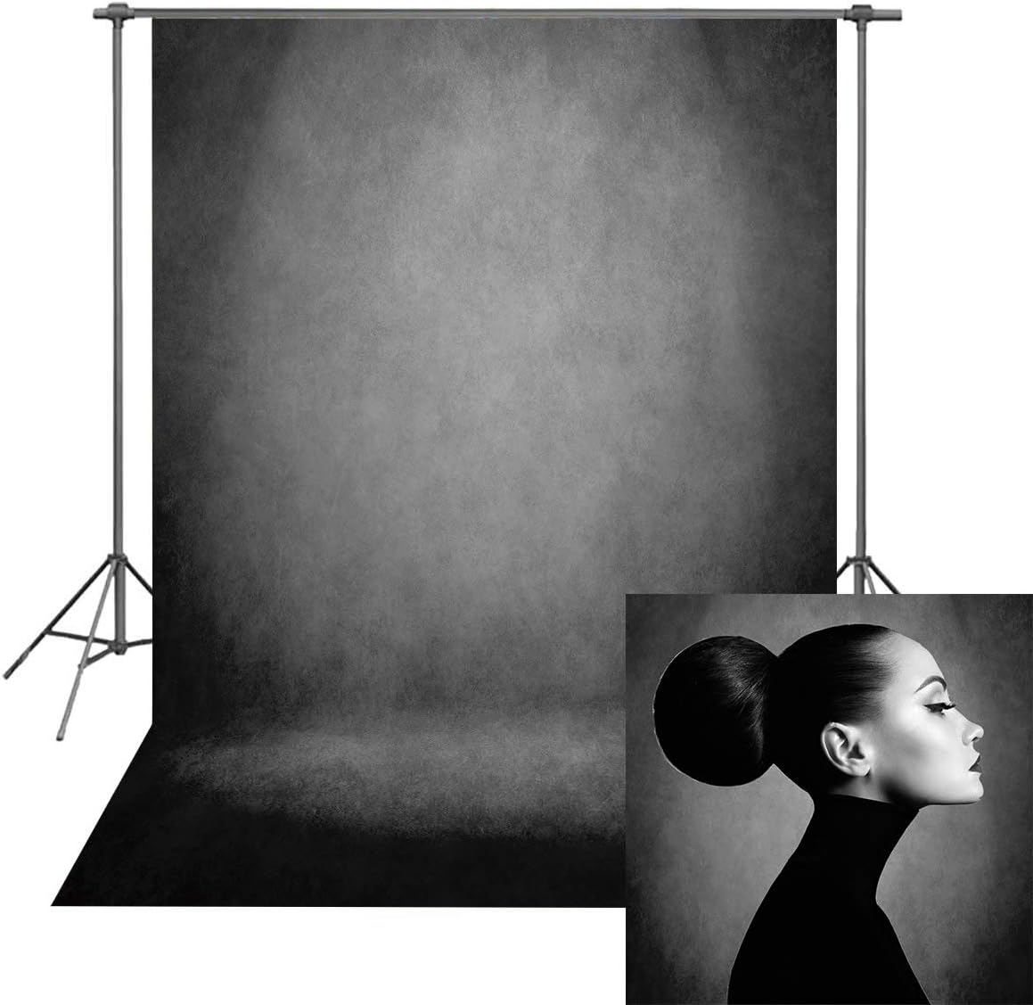 INRUI Retro Abstract Grey Portrait Photography Background Professional Photography Photo Studio Props Backdrop (5x7FT)-0