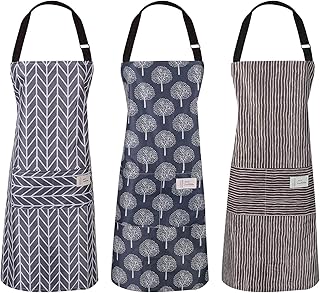 AKlamater 3 PCS Women Apron with Pockets Adjustable Cooking Aprons PVC Waterproof Kitchen Bib Apron for Kitchen Cooking Baking Household Cleaning