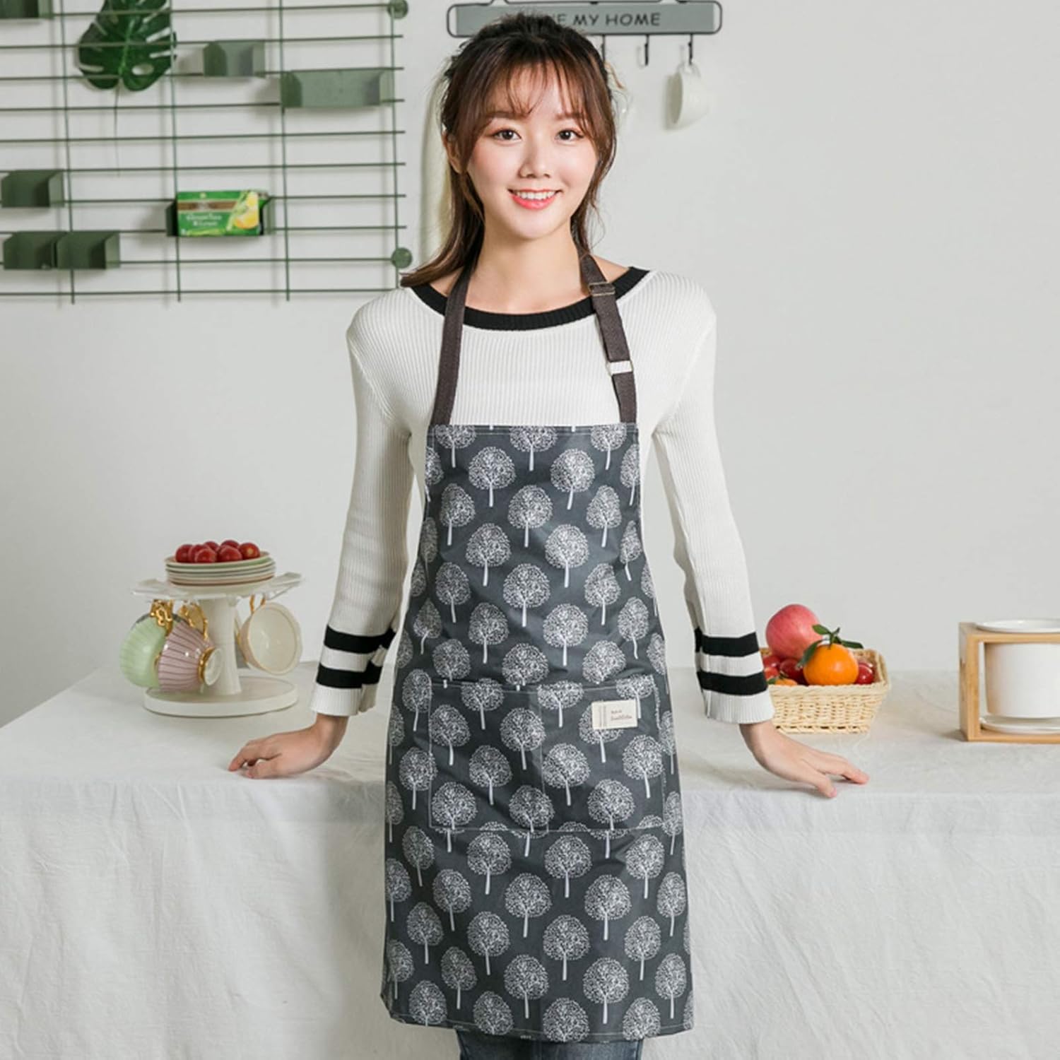 AKlamater 3 PCS Women Apron with Pockets Adjustable Cooking Aprons PVC Waterproof Kitchen Bib Apron for Kitchen Cooking Baking Household Cleaning-1